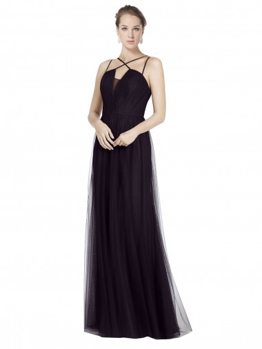 Black High Neck Sleeveless A-Line Bridesmaid Gown Townsville