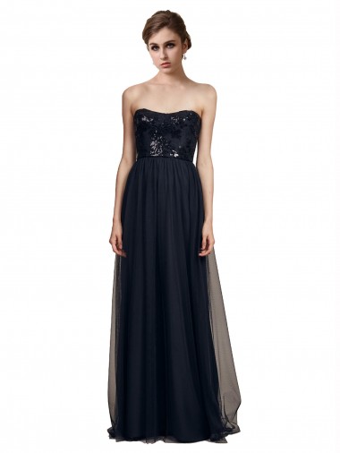 Black Strapless Sleeveless A-Line Bridesmaid Gown Townsville