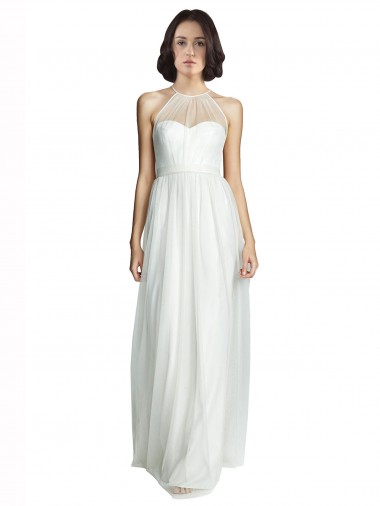 White High Neck Sleeveless A-Line Bridesmaid Dress Townsville