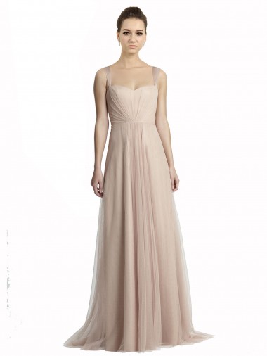 Nude Square Neck Sleeveless A-Line Bridesmaid Evening Dress Townsville