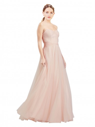 Pink Strapless Sleeveless Open Back A-Line Semi Formal Dress / Bridesmaid Dress Townsville