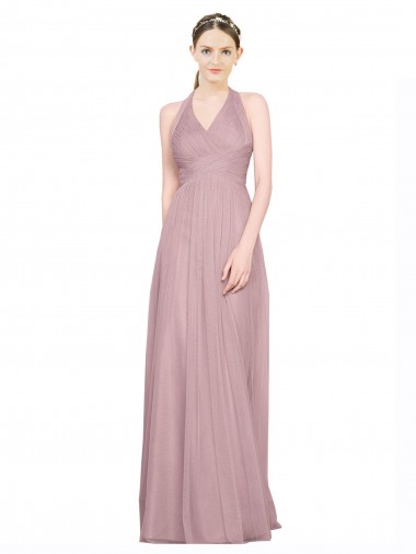 V-Neck Sleeveless Low Back A-Line Bridesmaid Gown Townsville