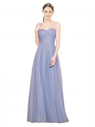 Light Sky Blue Strapless Sleeveless Low Back Tulle A-Line Formal Dress / Bridesmaid Dress Townsville