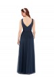 Dark Navy V-Neck Sleeveless V-Back Sheath Bridesmaid Dress Townsville