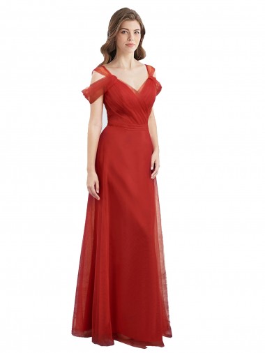 Red Sweetheart Cold Shoulder V-Back A-Line Formal Dress / Bridesmaid Dress Townsville