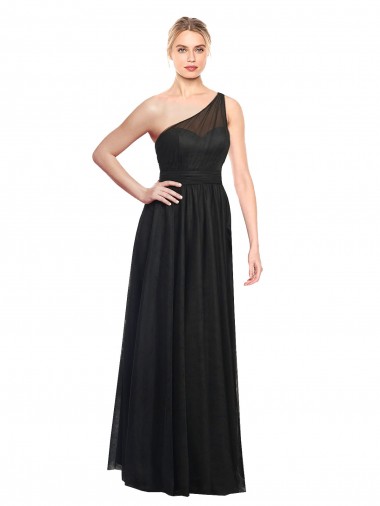 Black One Shoulder Sleeveless A-Line Bridesmaid Dress / Evening Dress Townsville