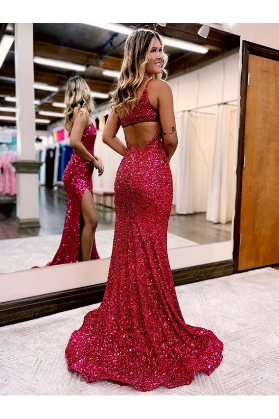 Burgundy One Shoulder Sleeveless Mermaid Evening Dress Townsville