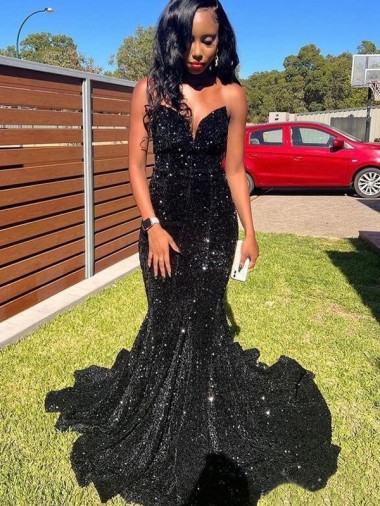 Black Sweetheart Sleeveless Mermaid Prom Dress Townsville