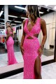 V-Neck Sleeveless Velvet Sequin Long Sheath Evening Dress Townsville