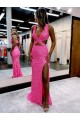 V-Neck Sleeveless Velvet Sequin Long Sheath Evening Dress Townsville