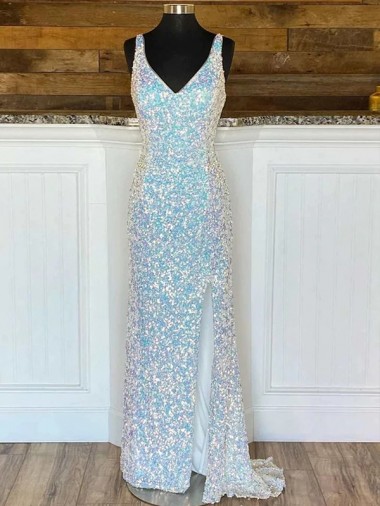 V-Neck Sleeveless Sheath Evening Gown / Prom Dress Townsville