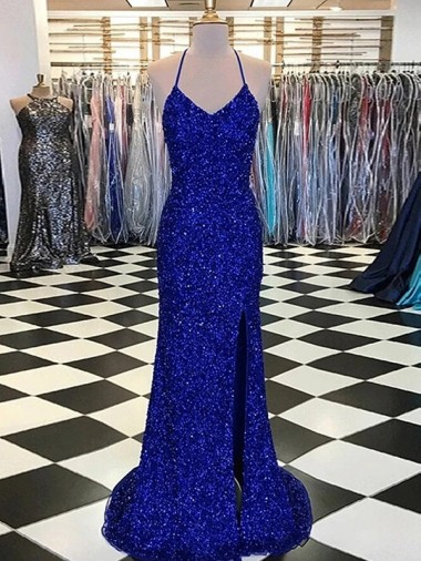 Royal Blue V-Neck Sleeveless Sheath Prom Dress / Evening Gown Townsville