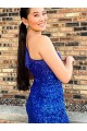 Royal Blue One Shoulder Sleeveless Sheath Homecoming Dresses Townsville