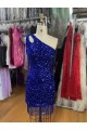 Royal Blue One Shoulder Sleeveless Sheath Homecoming Dress Townsville