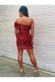 Burgundy One Shoulder Sleeveless Sheath Prom Dress Townsville