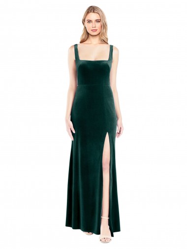 Dark Green Square Neck Sleeveless A-Line Prom Dress / Bridesmaid Dress Townsville