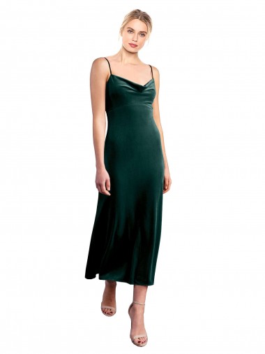 Dark Green Cowl Neck Sleeveless Low Back A-Line Prom Dress / Bridesmaid Dress Townsville