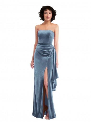 Dusty Blue Strapless Sleeveless Low Back Sheath Formal Evening Gown / Prom Dress / Bridesmaid Dress Townsville