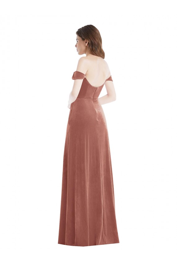 Cinnamon Rose Off the Shoulder Sleeveless A-Line Semi Formal Evening Dress / Prom Dress / Bridesmaid Dress Townsville