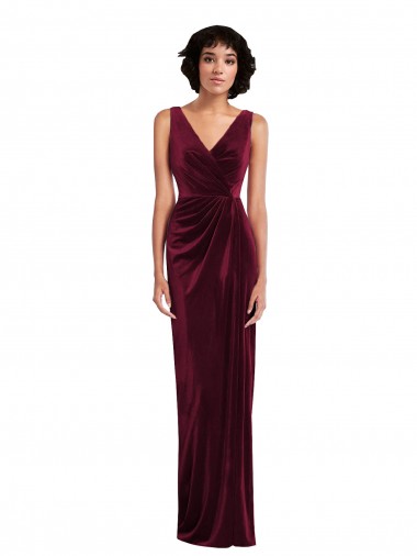 Burgundy V-Neck Sleeveless Sheath Semi Formal Evening Dress / Prom Dress / Bridesmaid Dress Townsville