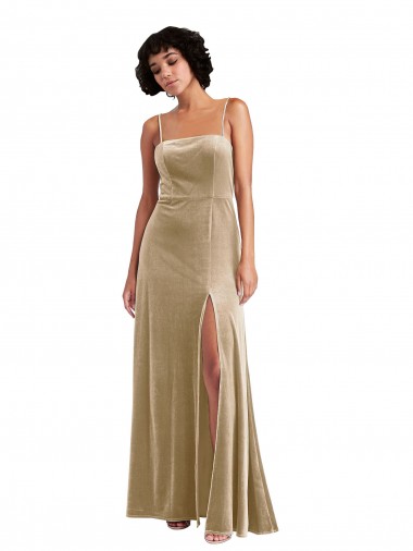 Champagne Square Neck Sleeveless Low Back A-Line Formal Evening Gown / Prom Dress / Bridesmaid Dress Townsville