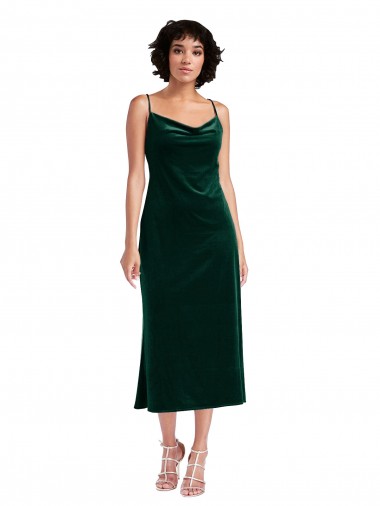 Dark Green Cowl Neck Sleeveless Open Back Sheath Black Tie Evening Gown / Prom Dress / Bridesmaid Dress Townsville