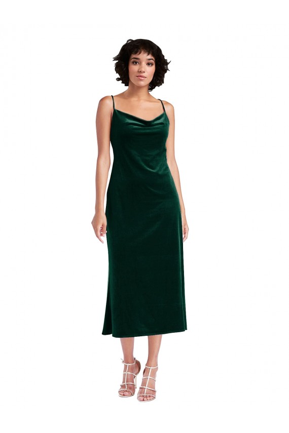 Dark Green Cowl Neck Sleeveless Open Back Sheath Black Tie Evening Gown / Prom Dress / Bridesmaid Dress Townsville