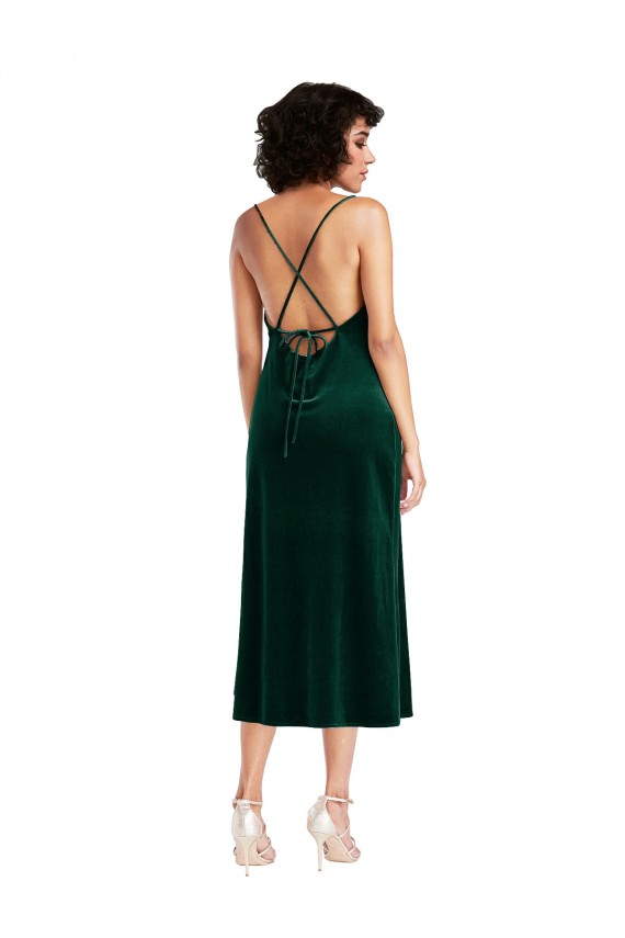 Dark Green Cowl Neck Sleeveless Open Back Sheath Black Tie Evening Gown / Prom Dress / Bridesmaid Dress Townsville