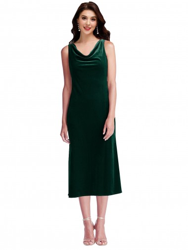 Dark Green Cowl Neck Sleeveless V-Back Sheath Evening Gown / Prom Dress / Bridesmaid Dress Townsville