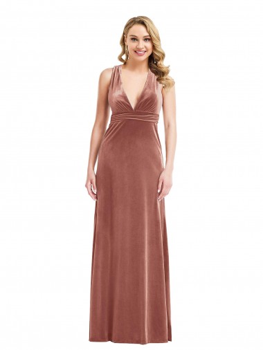 Cinnamon Rose V-Neck Sleeveless Open Back A-Line Bridesmaid Dress / Evening Dress Townsville