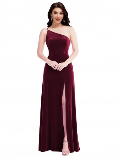 Burgundy One Shoulder Sleeveless Trumpet Black Tie Evening Dress / Prom Dress / Bridesmaid Dress Townsville