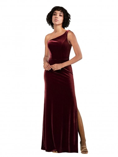 Burgundy One Shoulder Sleeveless Column Formal Evening Gown / Prom Dress / Bridesmaid Dress Townsville