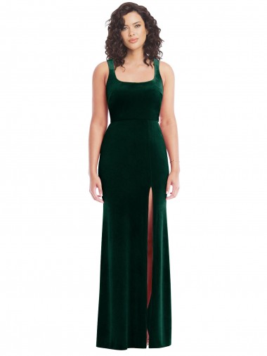 Dark Green Square Neck Sleeveless Trumpet Semi Formal Evening Dress / Prom Dress / Bridesmaid Dress Townsville