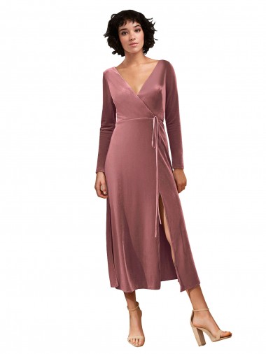 Cinnamon Rose V-Neck Long Sleeves A-Line Black Tie Prom Dress / Bridesmaid Dress Townsville