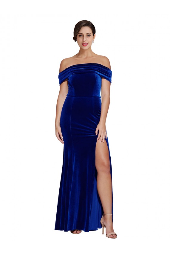 Royal Blue Off the Shoulder Sleeveless Mermaid Formal Evening Gown / Prom Dress / Bridesmaid Dress Townsville