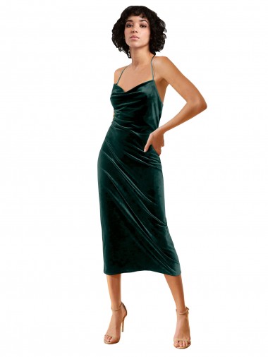 Dark Green Cowl Neck Sleeveless Open Back Sheath Formal Dress / Bridesmaid Dress Townsville