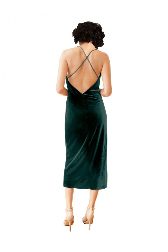 Dark Green Cowl Neck Sleeveless Open Back Sheath Formal Dress / Bridesmaid Dress Townsville