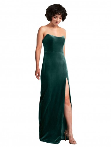 Dark Green Strapless Sleeveless Low Back Sheath Black Tie Evening Gown / Prom Dress / Bridesmaid Dress Townsville