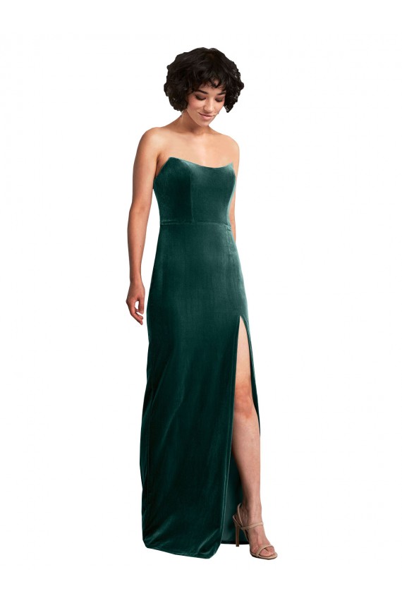 Dark Green Strapless Sleeveless Low Back Sheath Black Tie Evening Gown / Prom Dress / Bridesmaid Dress Townsville